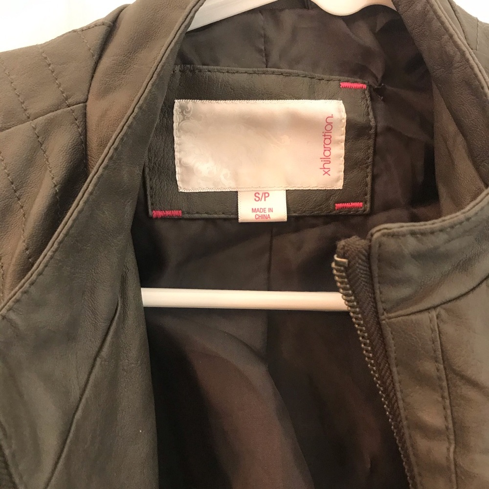 Leather Stone Gray Jacket - image 3